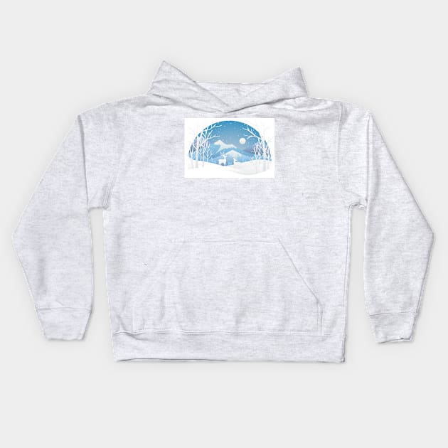 Winter Paper Cut out Scene Kids Hoodie by xcsdesign